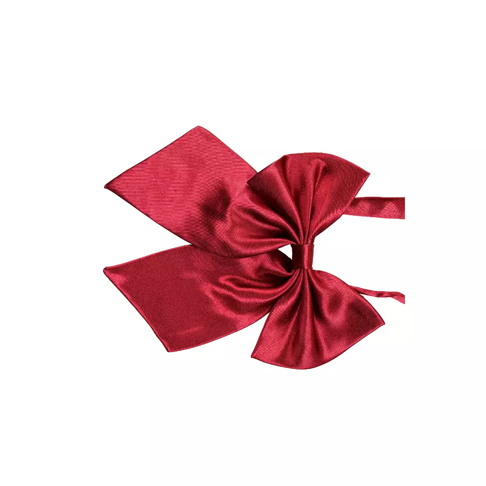 Womens Plain Maroon Shirt Collar Bow Tie